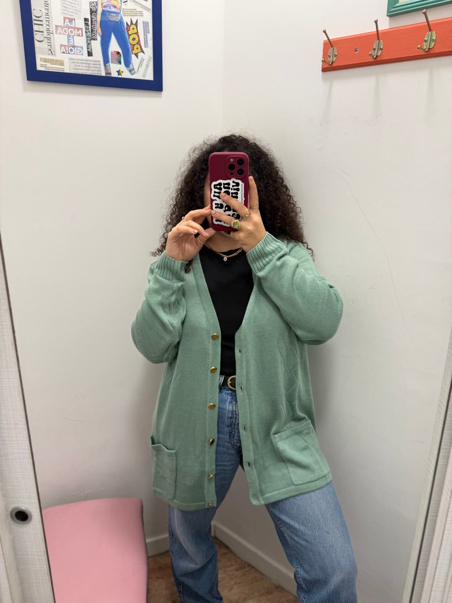 Cardigan verde acqua