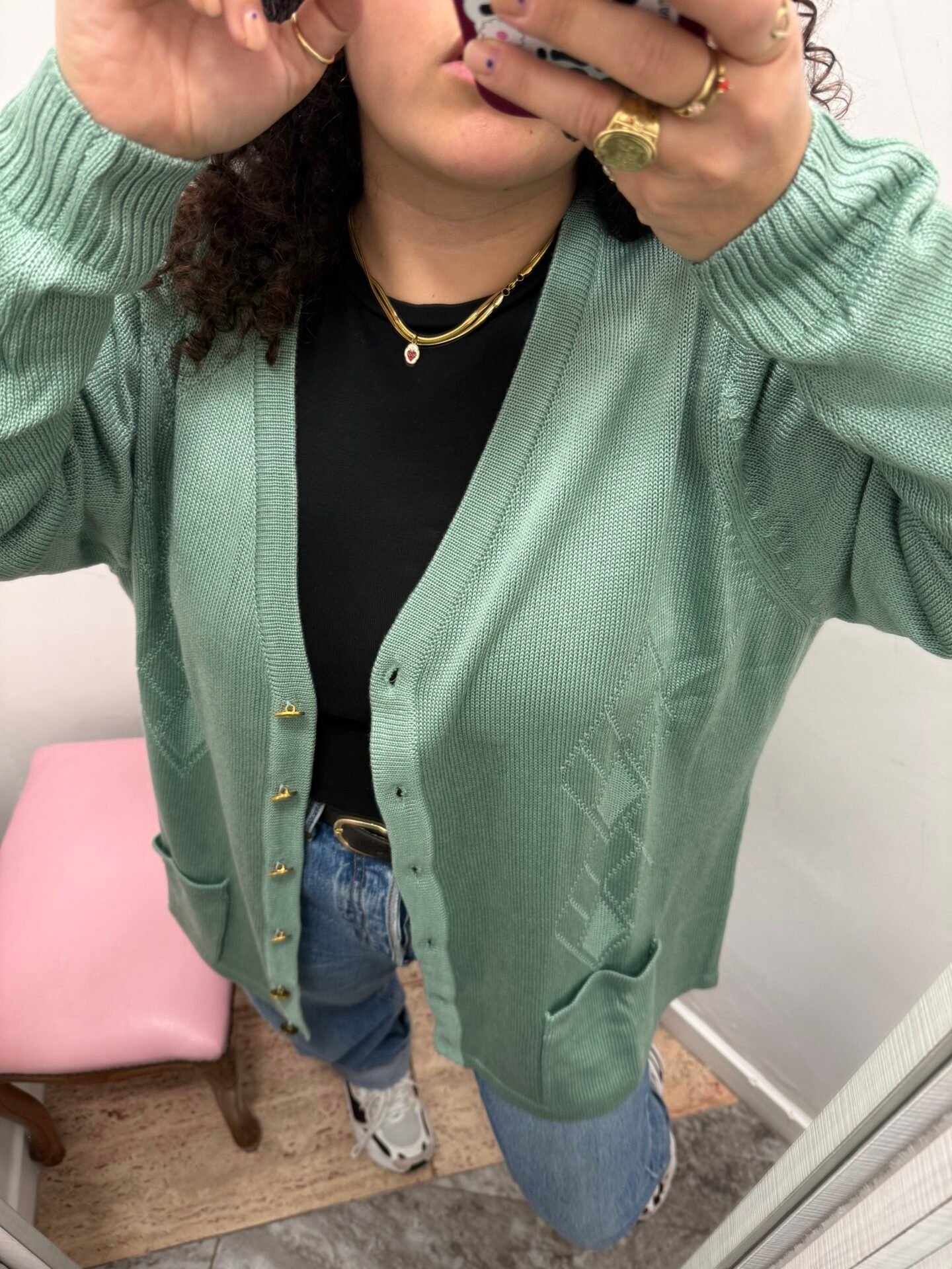 Cardigan verde acqua