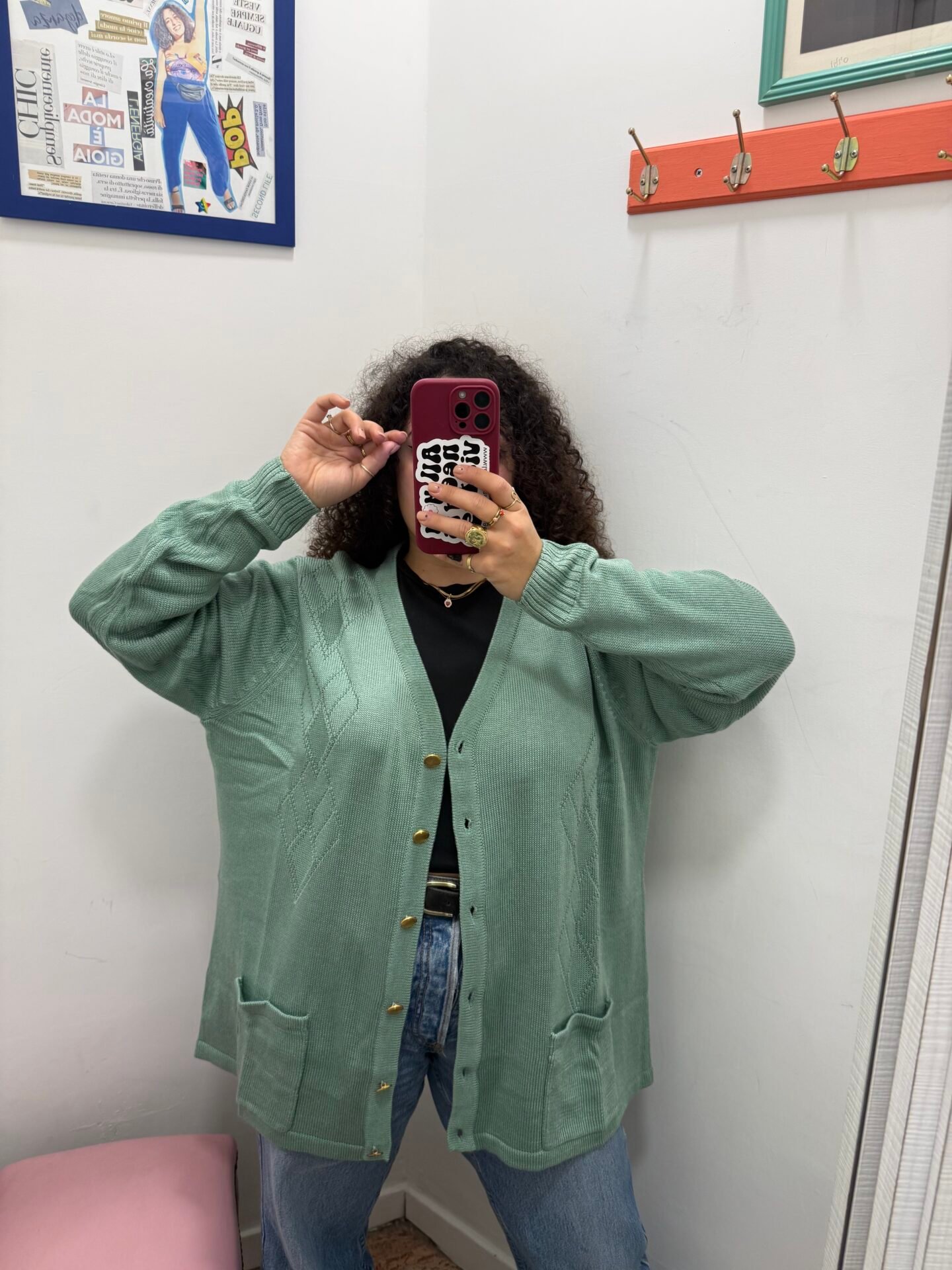 Cardigan verde acqua