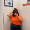 Polo Lacoste arancione crop + Scrunchies