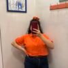Polo Lacoste arancione crop + Scrunchies