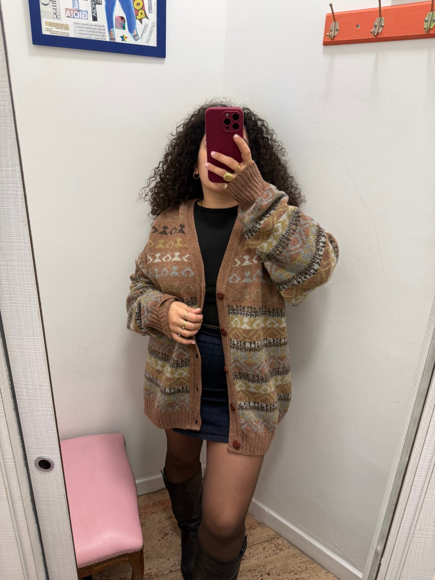 Cardigan beige a fantasia