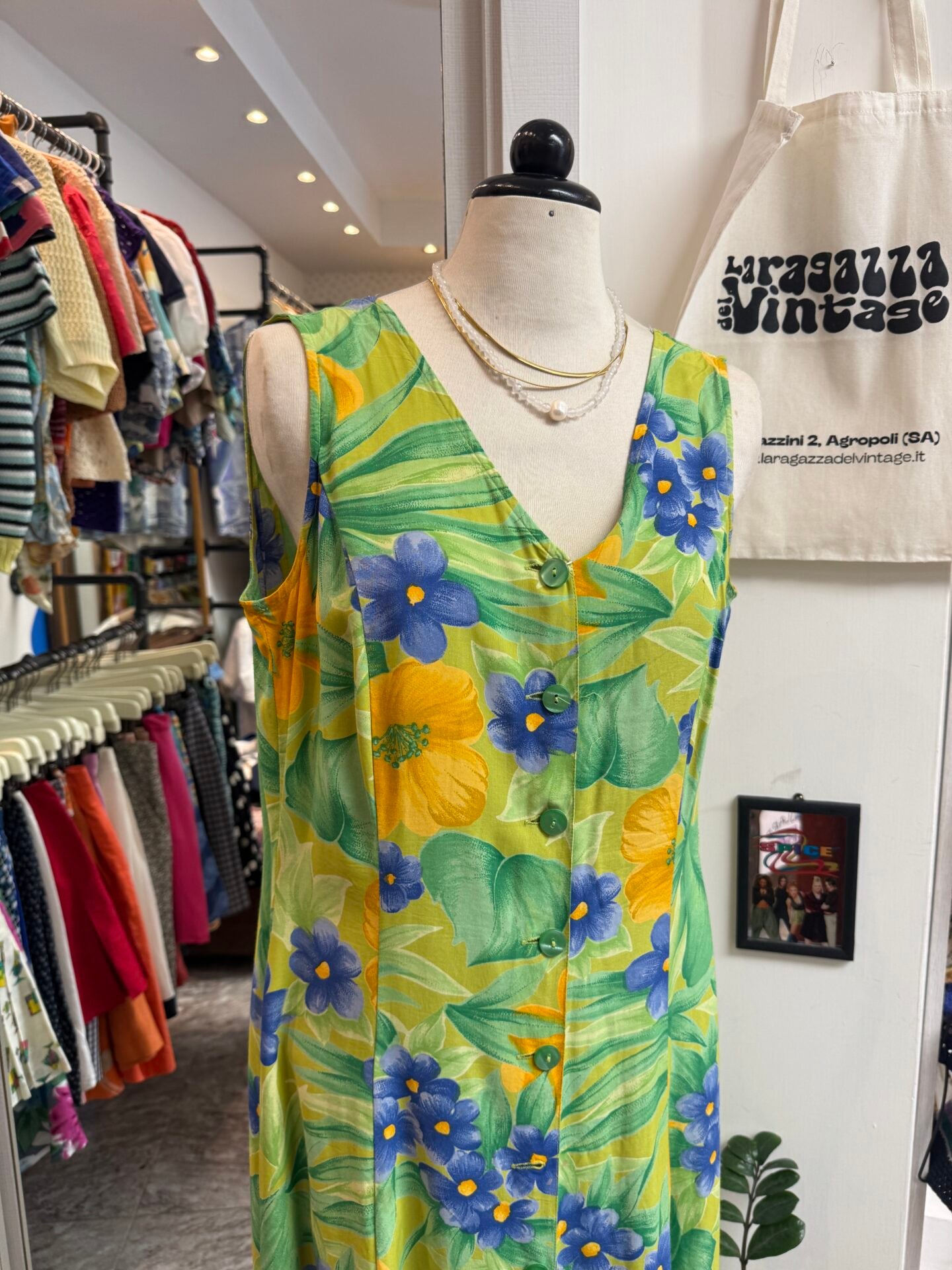 Vestito verde floreale