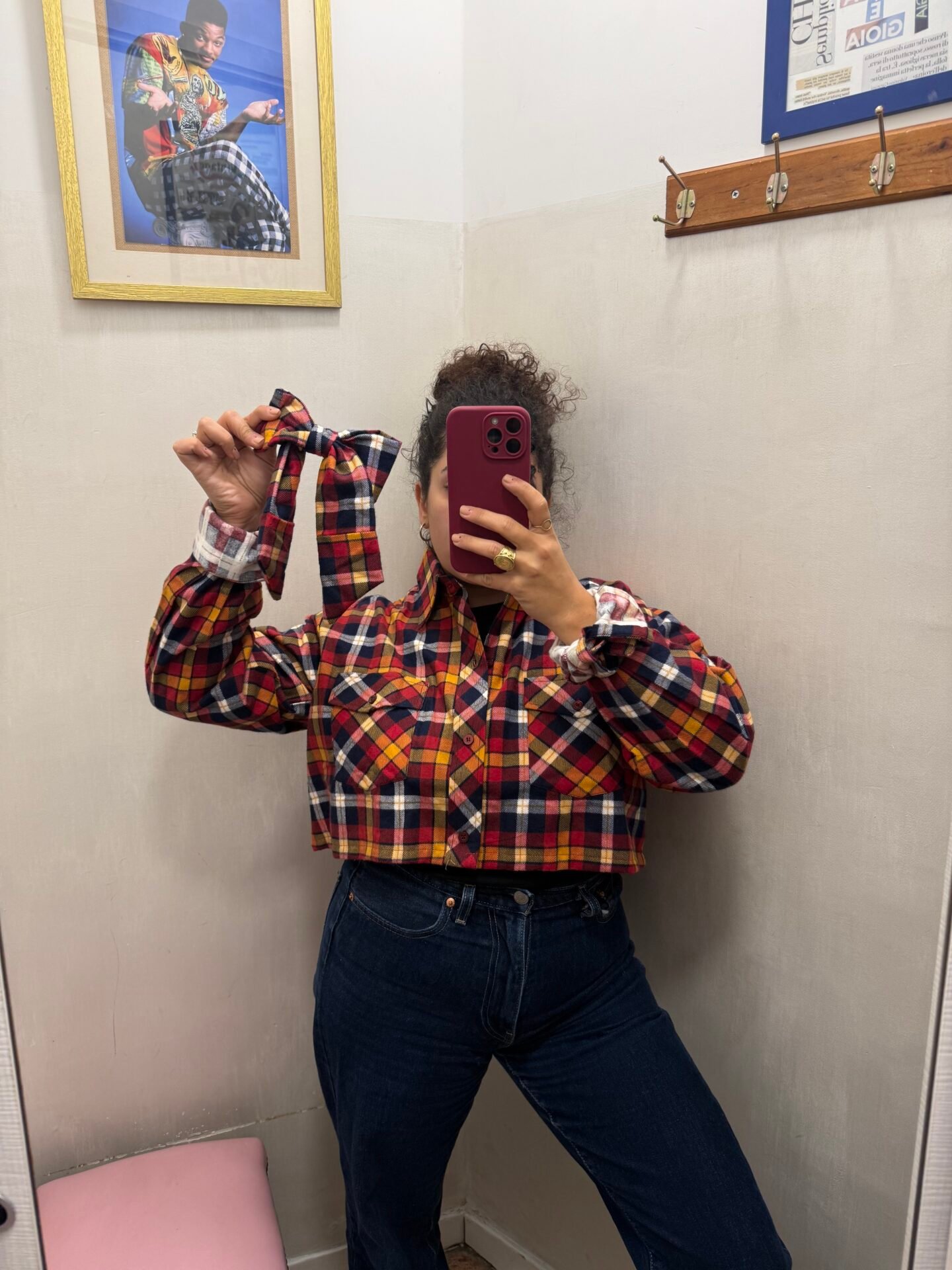 Camicia crop tartan + fiocco