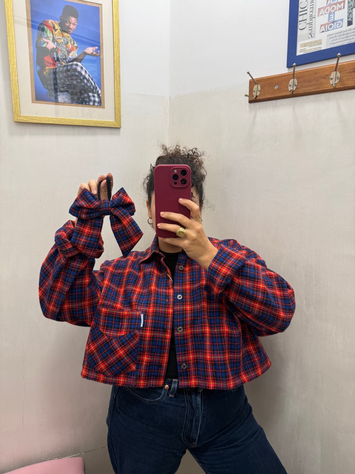 Camicia crop tartan + fiocco