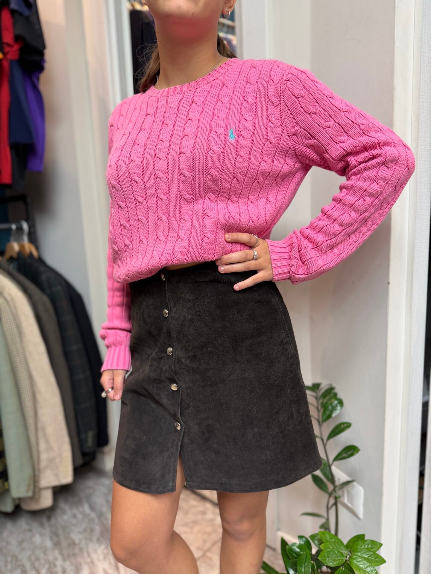 Minigonna pelle marrone XS