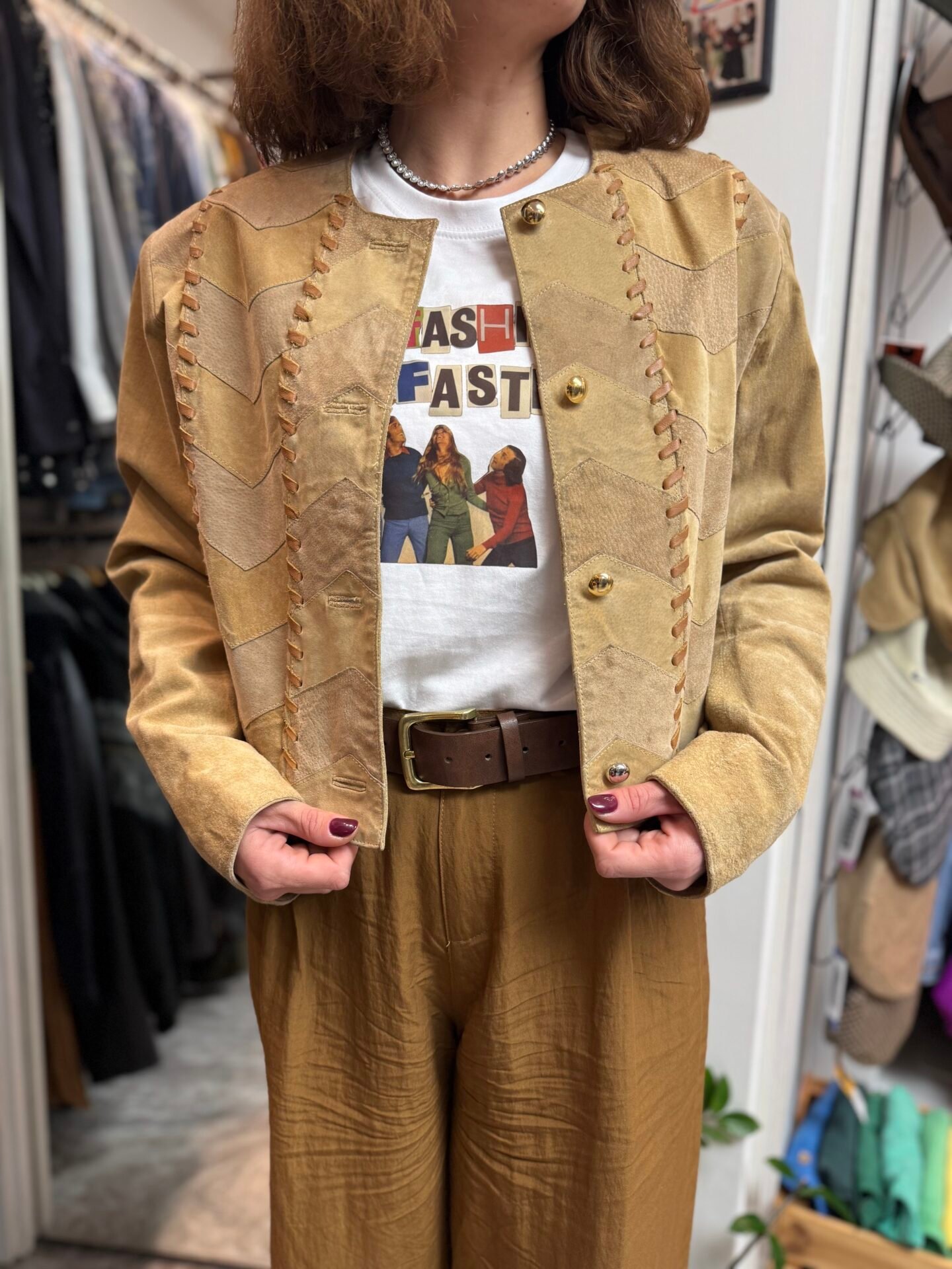 Giacca in pelle crop