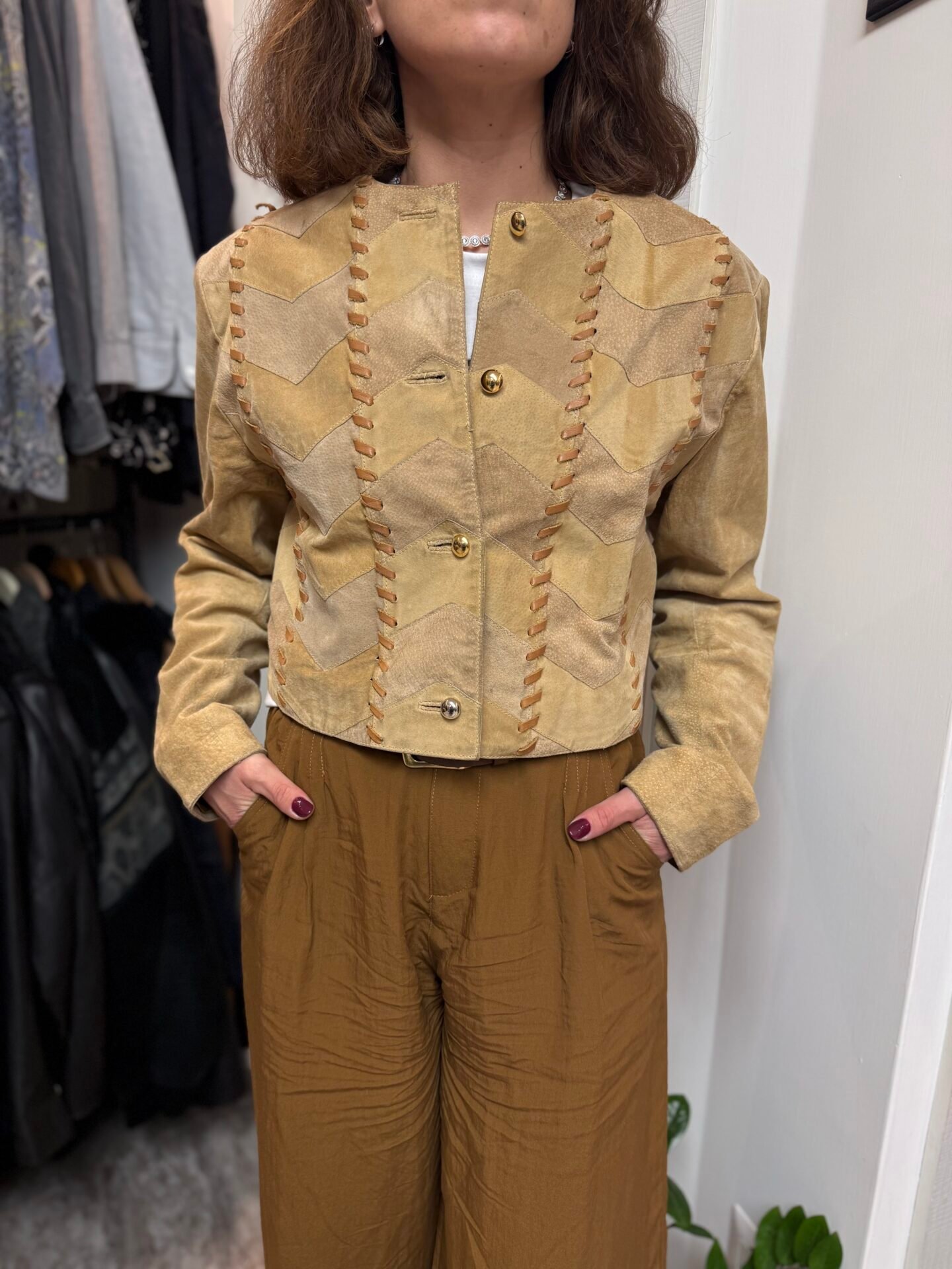 Giacca in pelle crop