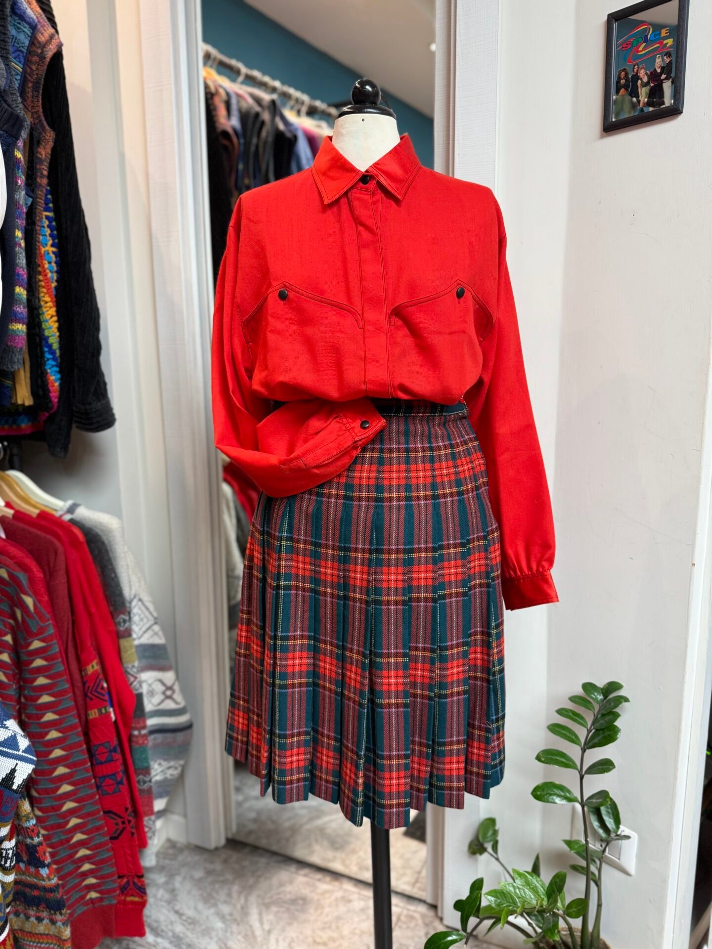 Gonna tartan verde e rossa