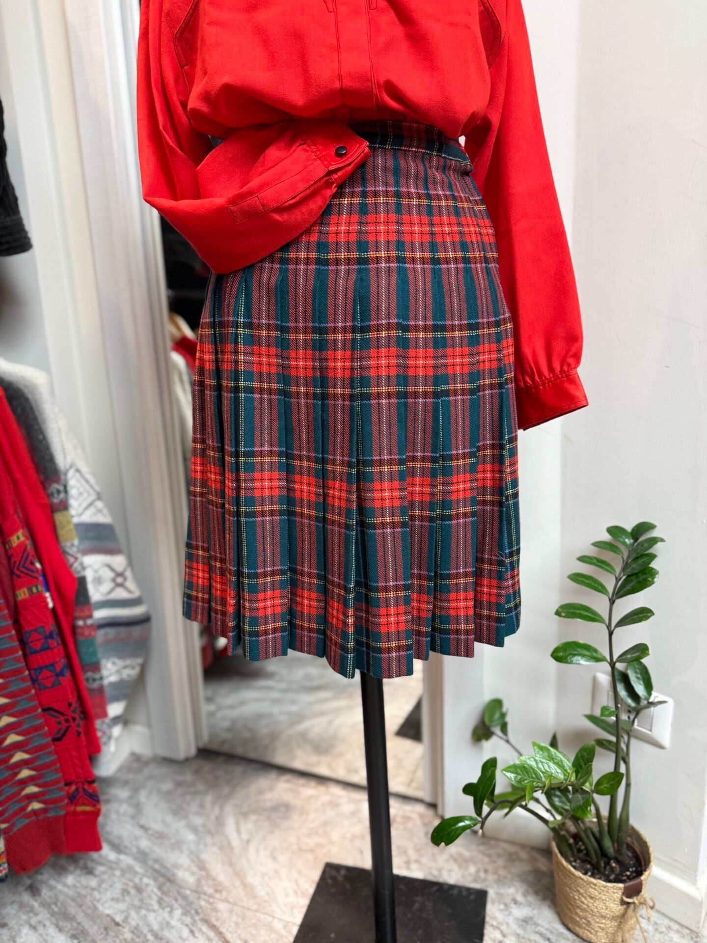 Gonna tartan verde e rossa