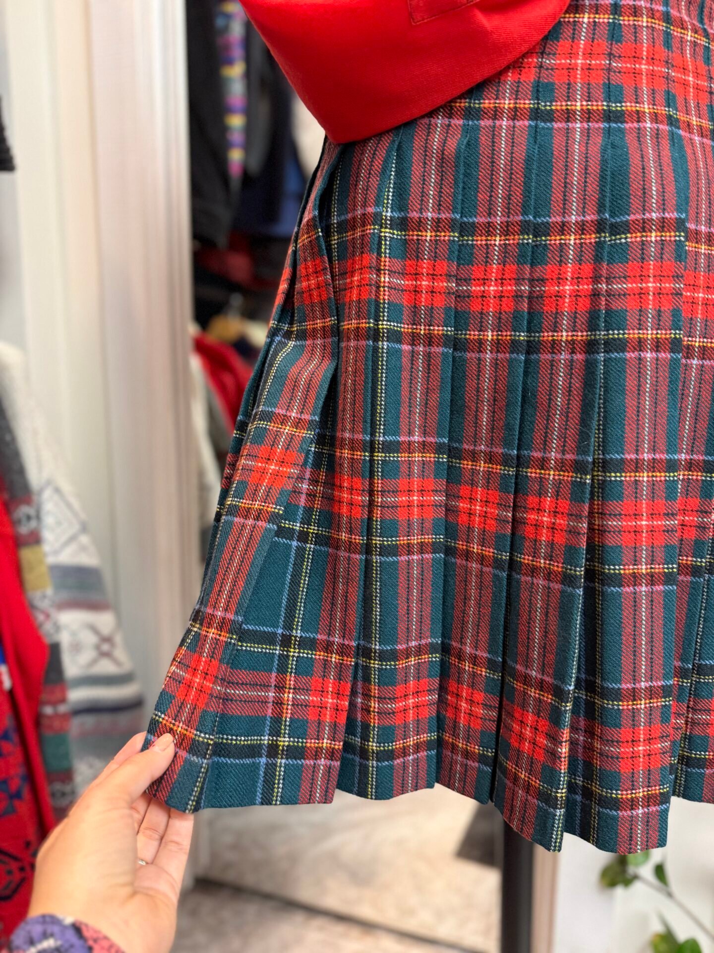 Gonna tartan verde e rossa