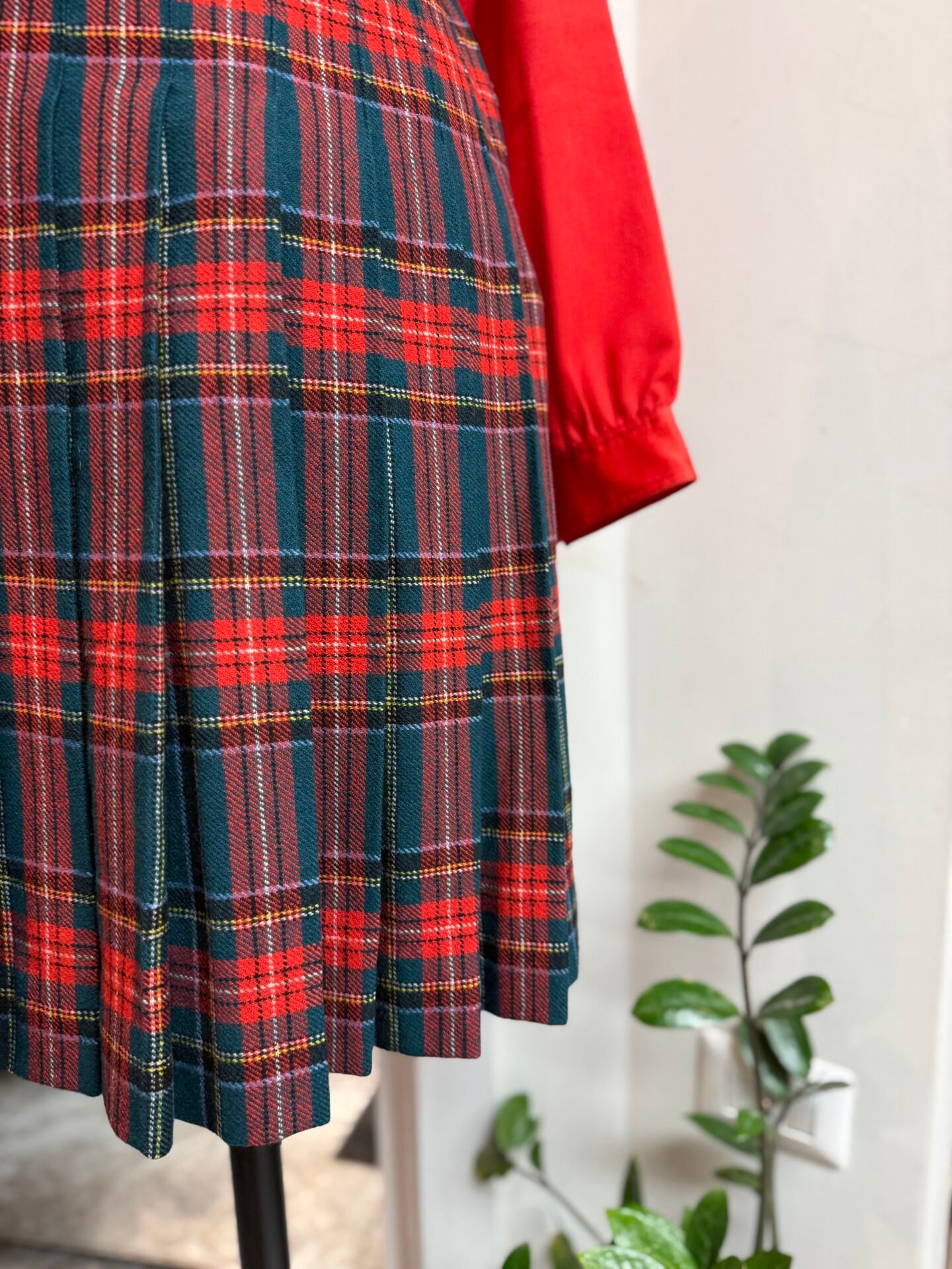 Gonna tartan verde e rossa