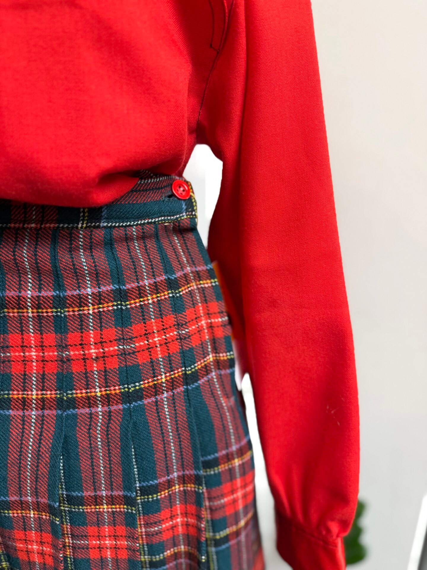 Gonna tartan verde e rossa