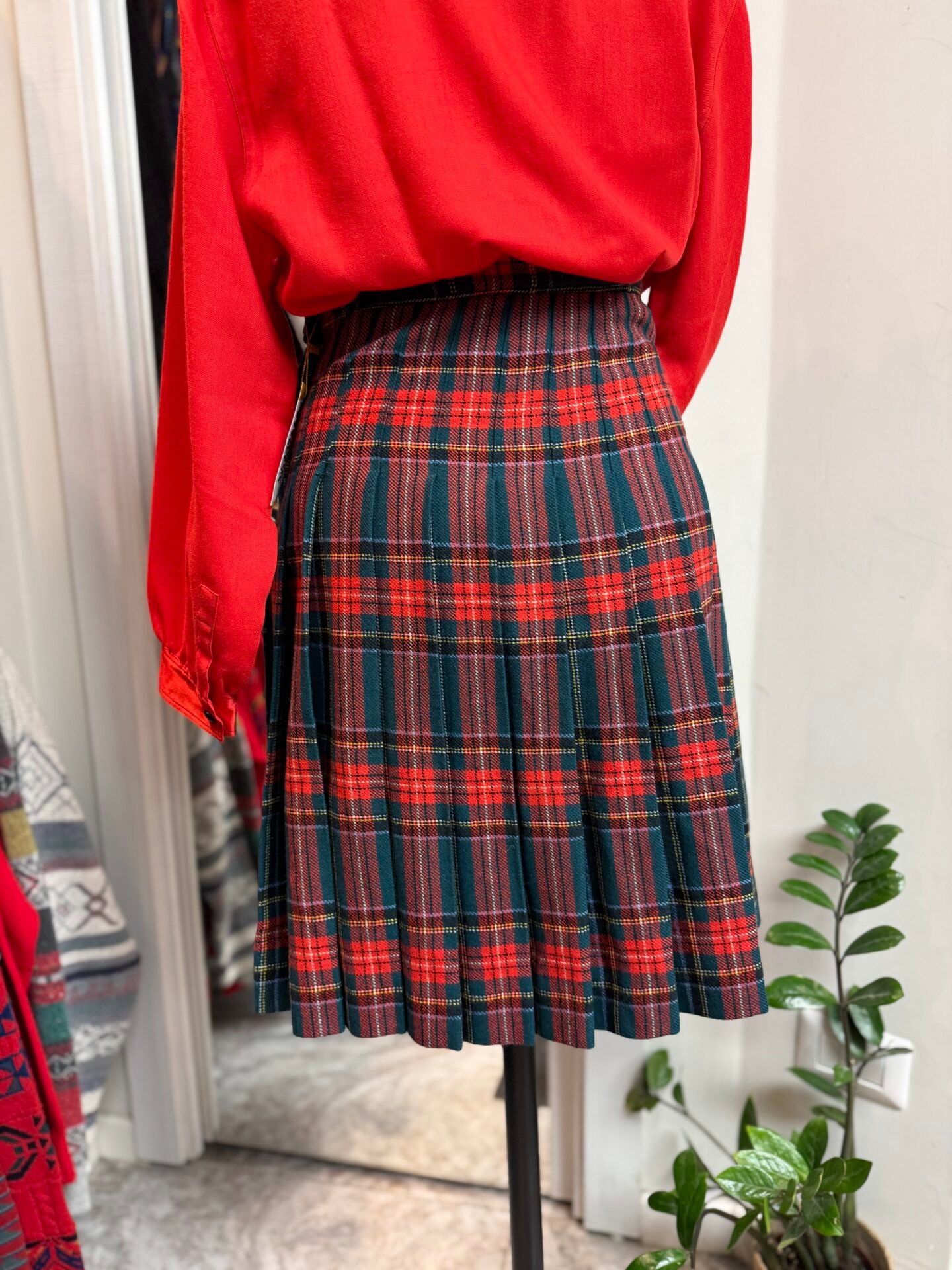 Gonna tartan verde e rossa