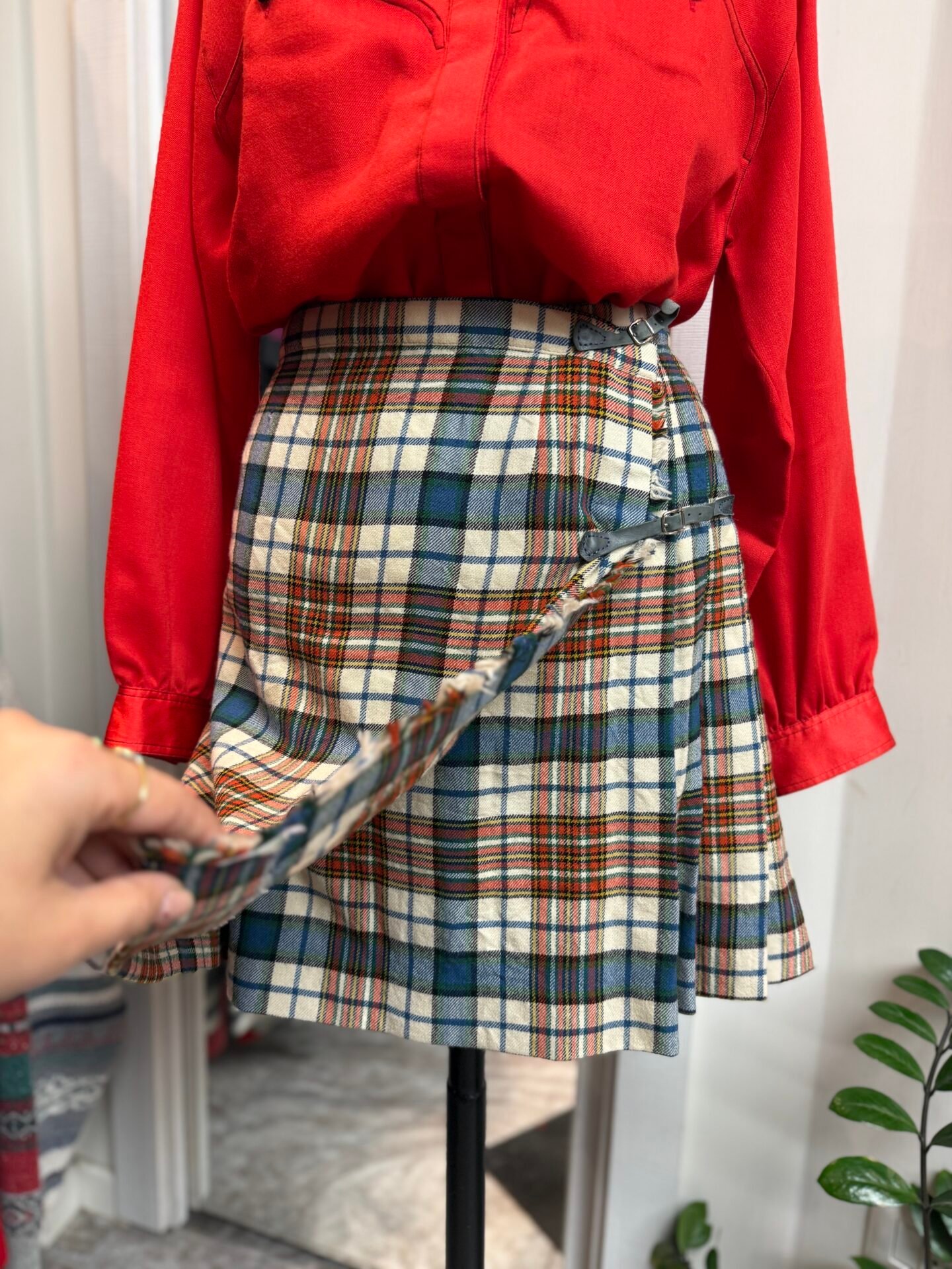 Gonna tartan  bianca rossa  e blu