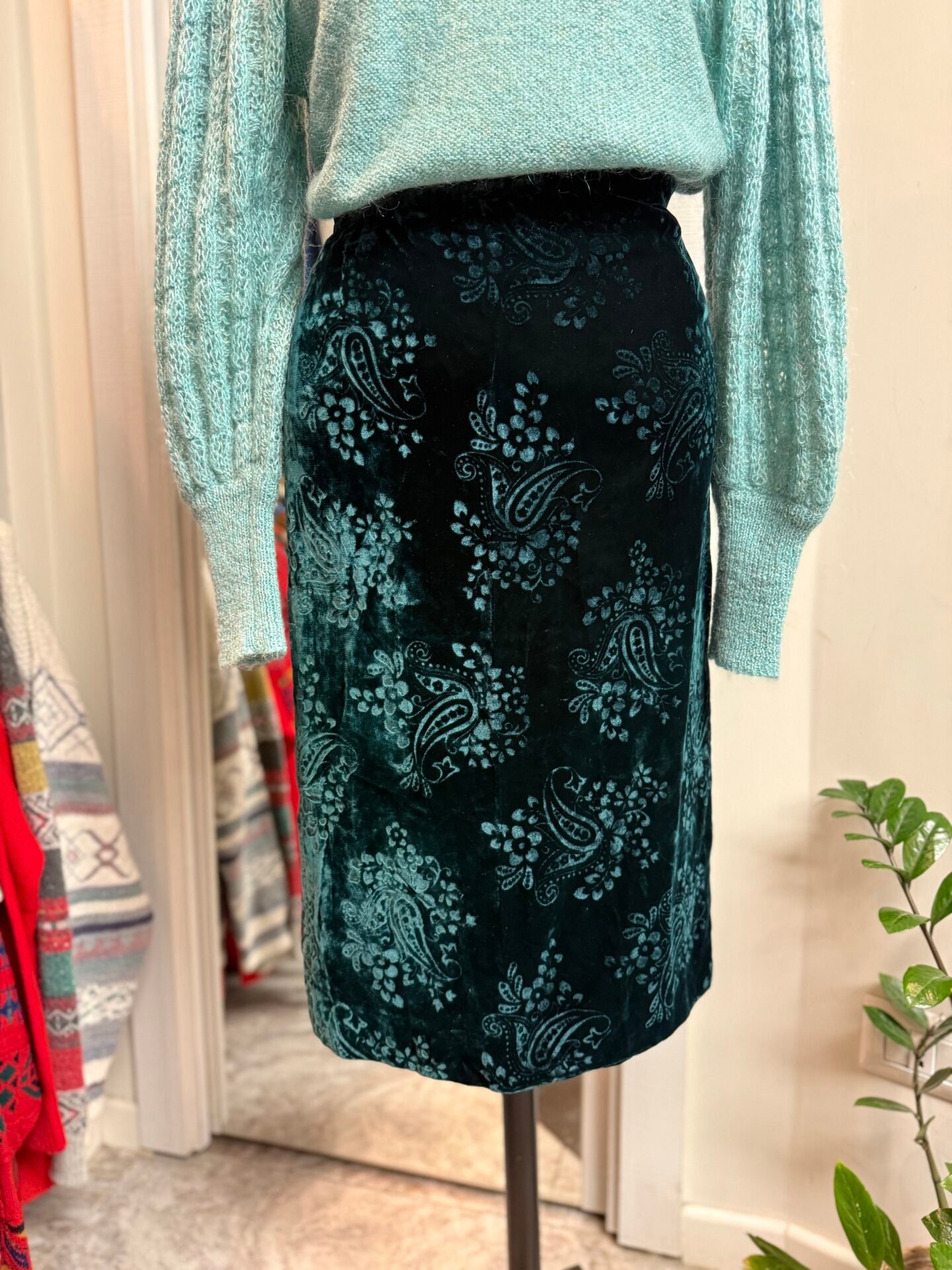 Gonna verde in velluto XS