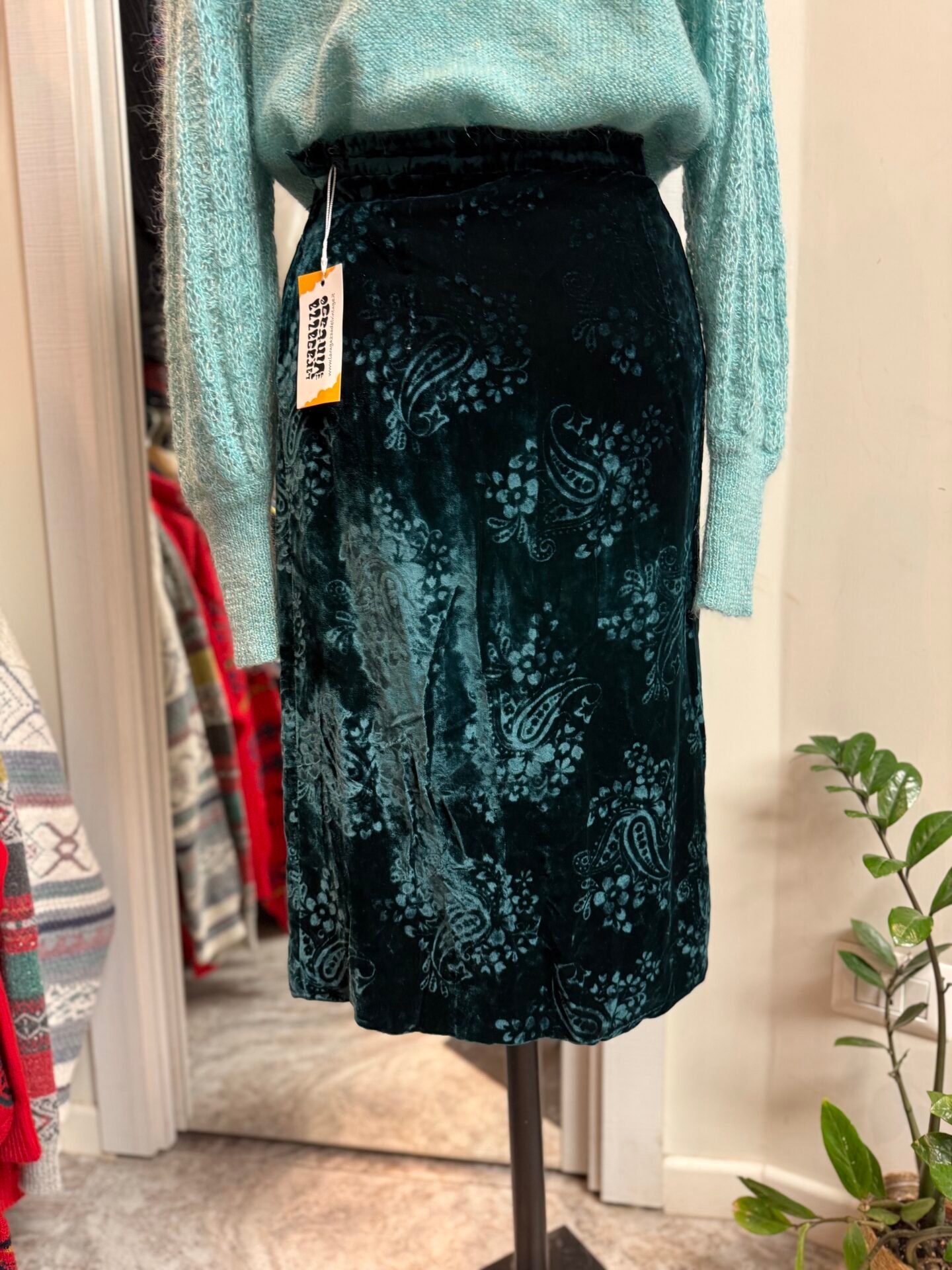 Gonna verde in velluto XS