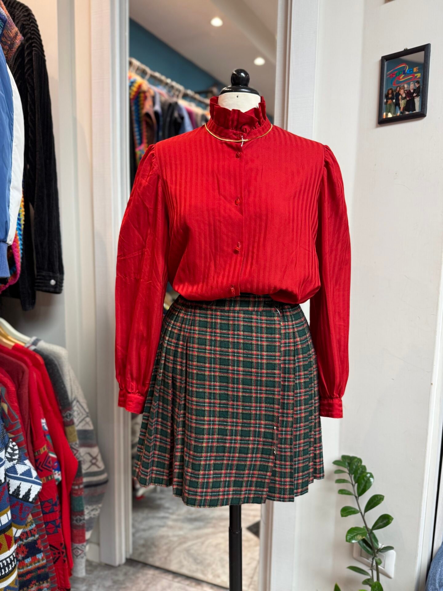 Gonna tartan verde e rossa