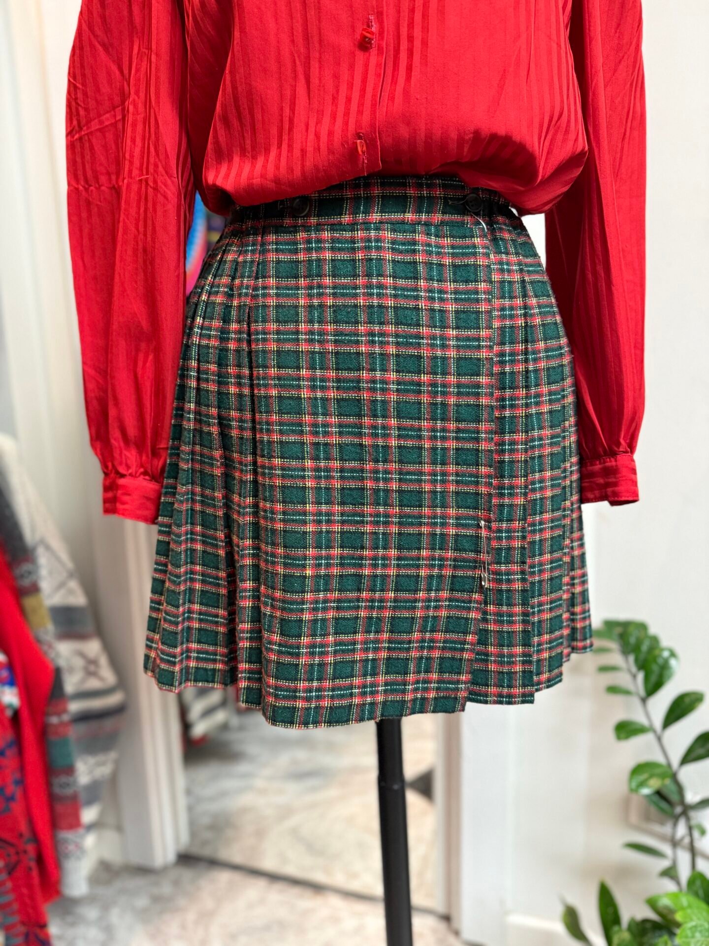 Gonna tartan verde e rossa