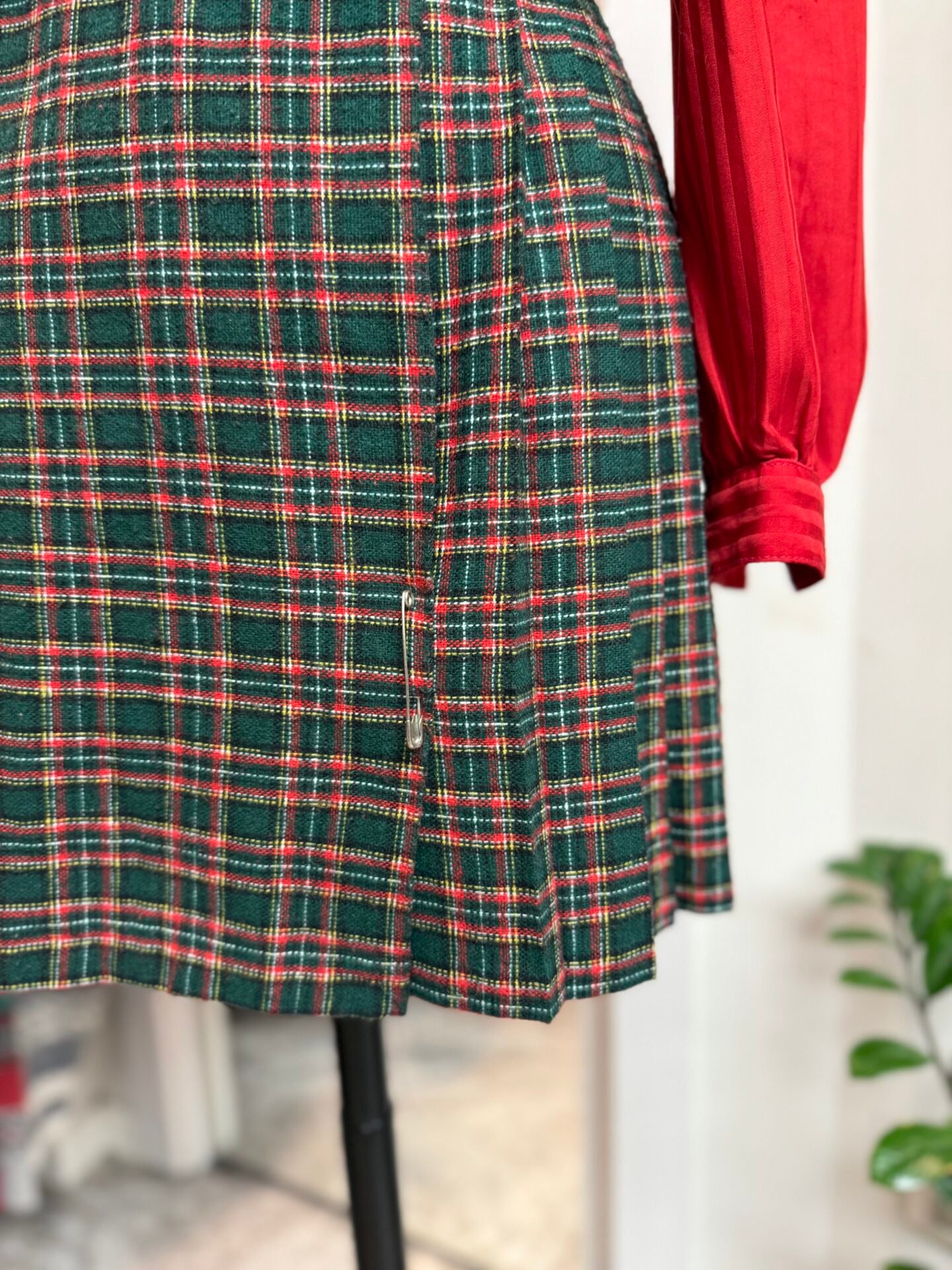 Gonna tartan verde e rossa