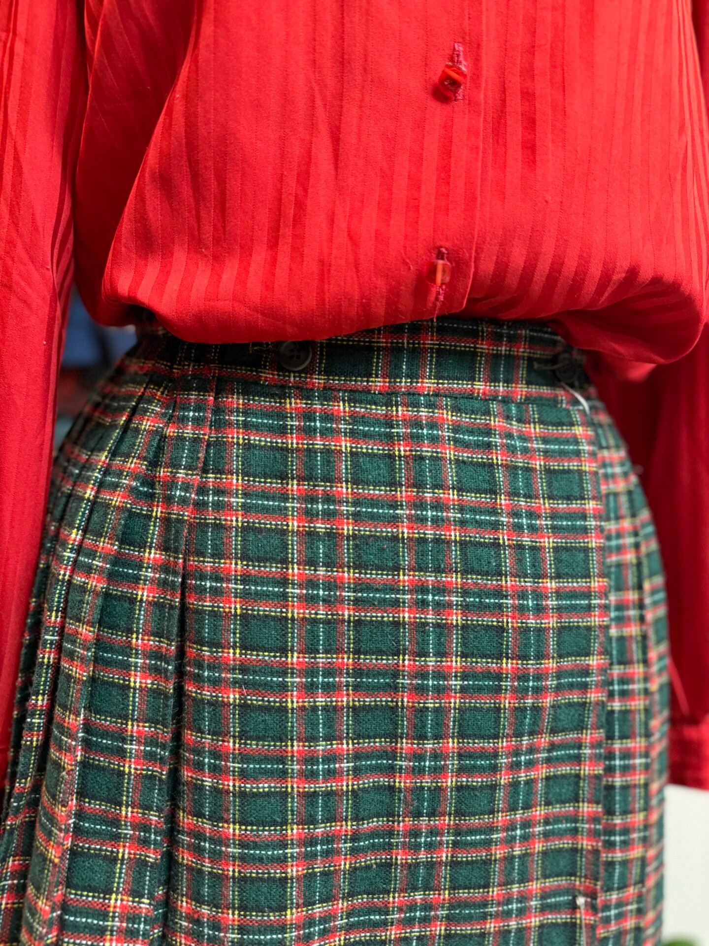 Gonna tartan verde e rossa