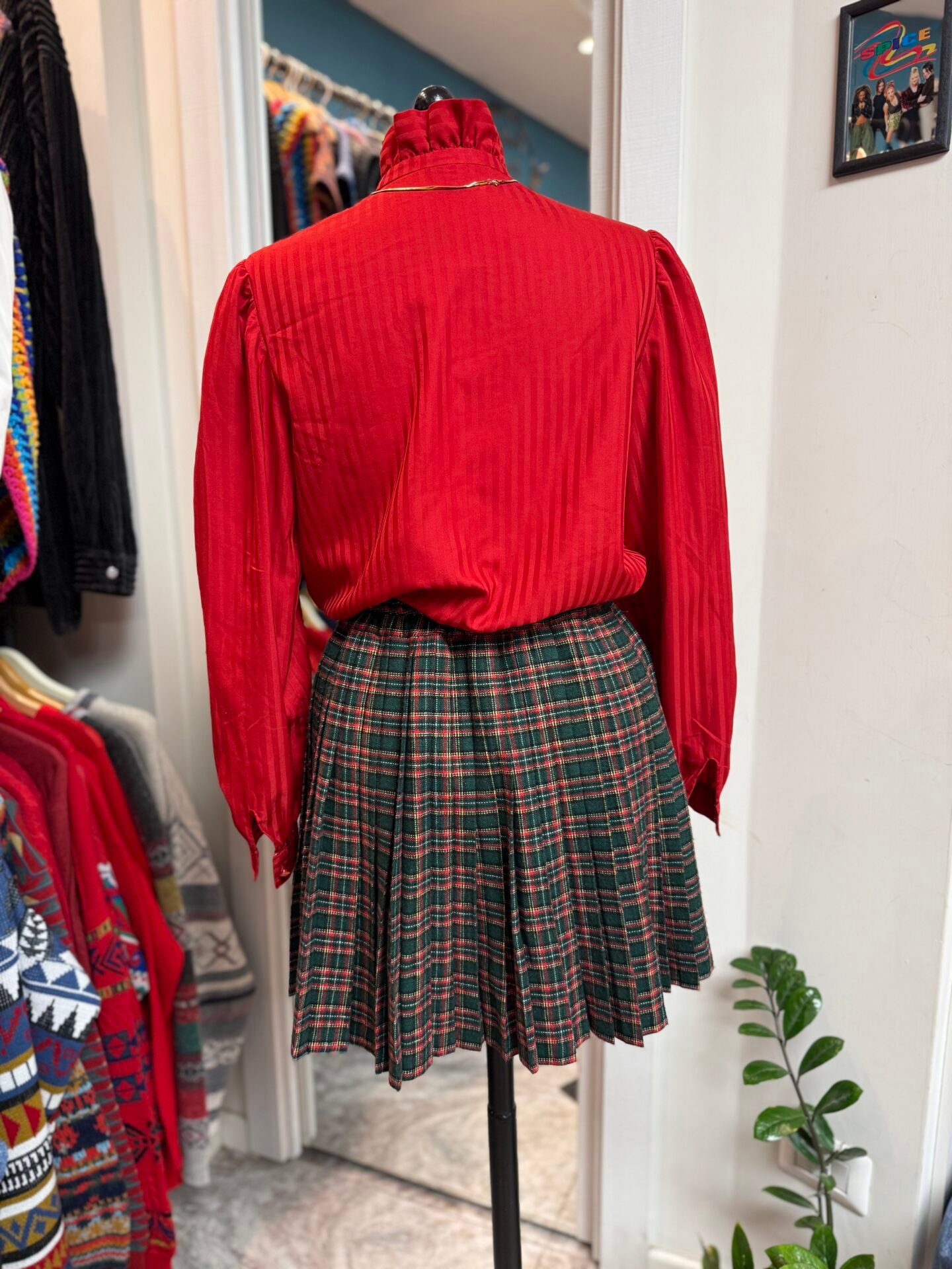 Gonna tartan verde e rossa