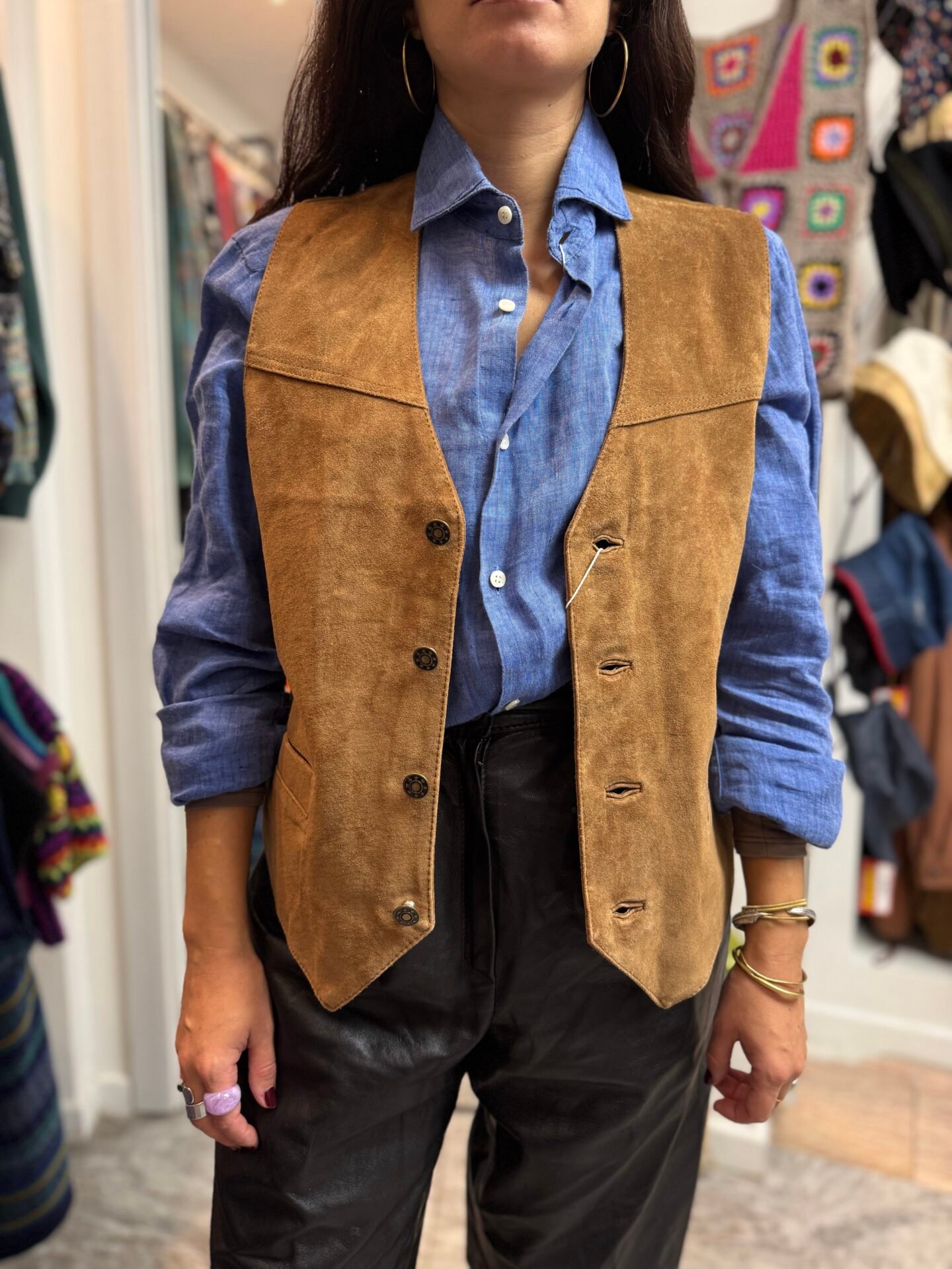 Gilet pelle scamosciata