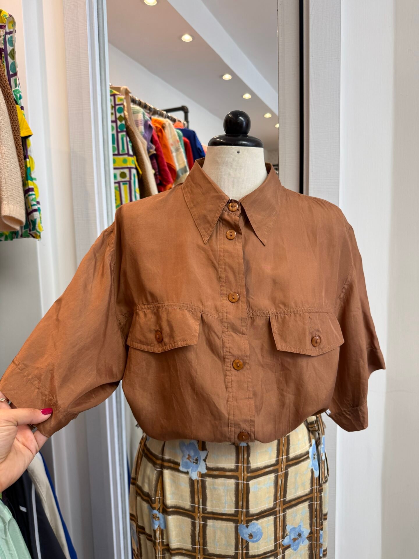 Camicia seta marrone